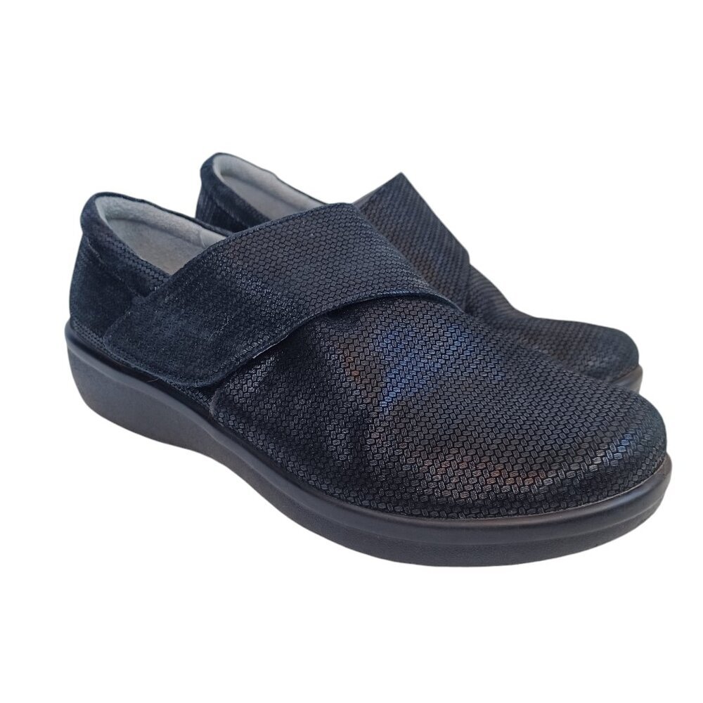 Alegria Walking Shoes QIN 870 Black Leather Comfort Flats Womens 38‎ US 7.5